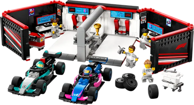 Garaje de F1® con Coches Mercedes-AMG y Alpine